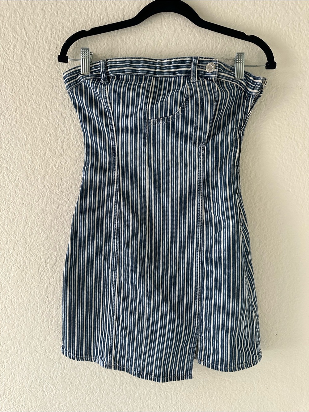 Zara Women’s Strapless Striped Denim Dress